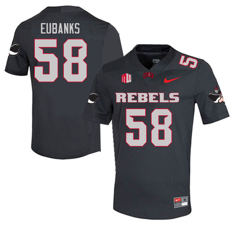 Men #58 Jordan Eubanks UNLV Rebels College Football Jerseys Stitched Sale-Charcoal